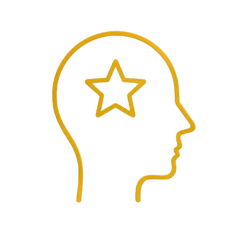 Golden head outline with star inside